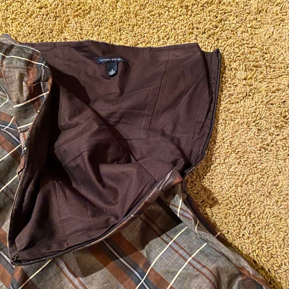 Banana Republic Strapless Plaid Dress Fall Colors Rusty Brown Black Gray Size 6 - Picture 4 of 9